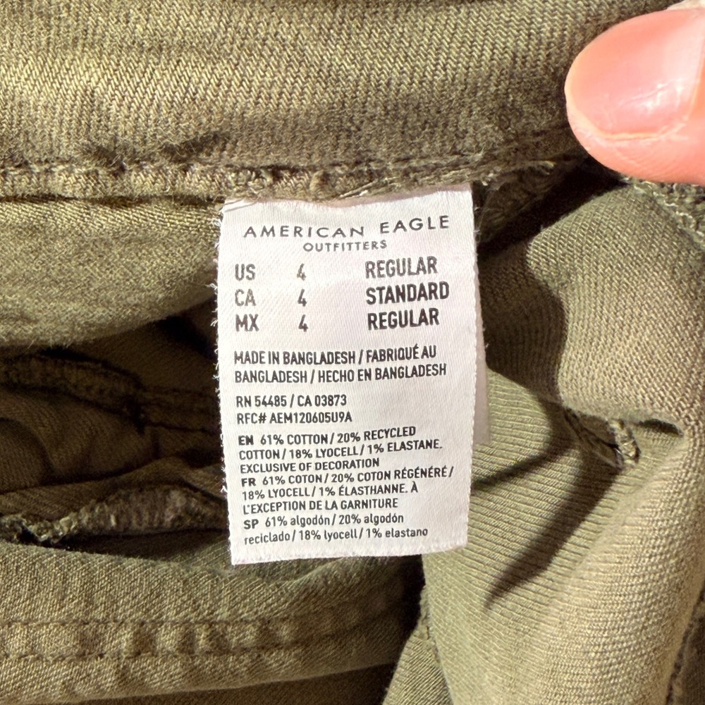 American Eagle Pants Womens 4 Green Super High-Rise Baggy Wide Leg Stretch Olive - Picture 9 of 11